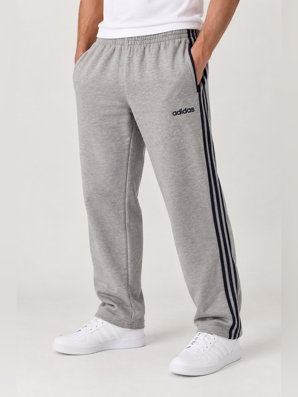Adidas Men’s Essentials 3-Stripes Fleece Sweatpants Gray Size XL